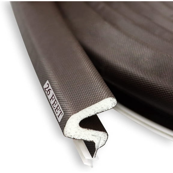Kerf Weather Stripping Door Seal Strip 26 Ft Q Foam Weatherstrip with Slot Card Installation, Easy Cut to Size (Brown)