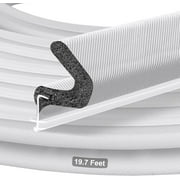 19.7 feet Most Durable Door Seal,Kerf Weather Stripping for Doors with Groove,Q Foam Weather Stripping Door Seal for Large Gap,Waterproof, Soundproof, Insulation, Easy to Install(White)