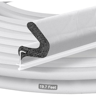 19.7 feet Most Durable Door Seal,Kerf Weather Stripping for Doors with Groove,Q Foam Weather Stripping Door Seal for Large Gap,Waterproof, Soundproof, Insulation, Easy to Install(White)