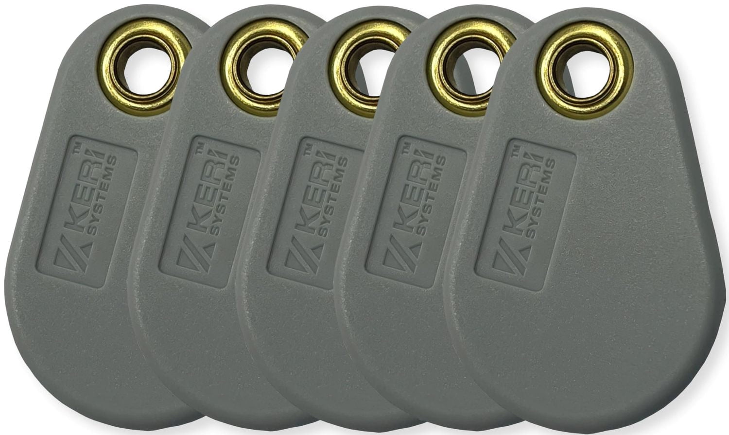 Keri Systems PKT-10X Proximity Key Fobs (Pack of 5), Compatible with PXL-250 PXL-500 Controllers, Durable Access Control Key Tag, Ergonomic Key Ring Tag, Operates at 125 kHz Frequency