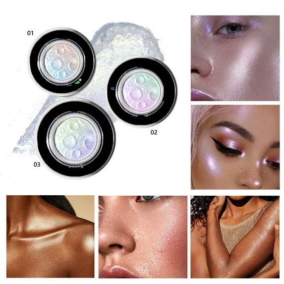 KerineCC Chameleon Face Highlighter Palette,Multichrome Glitter Shimmer Highlighter Makeup,Holographic Sparkle Color Shifting Inner Corner Eye Highlighter Illuminator, Silky Creamy Mineral Eyeshadow