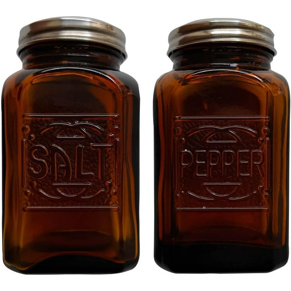 Kerixi Depression Style Salt and Pepper Shakers Amber Glass