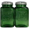 thumbnail image 1 of Kerixi Depression Style Salt and Pepper Shakers Green Glass, 1 of 5