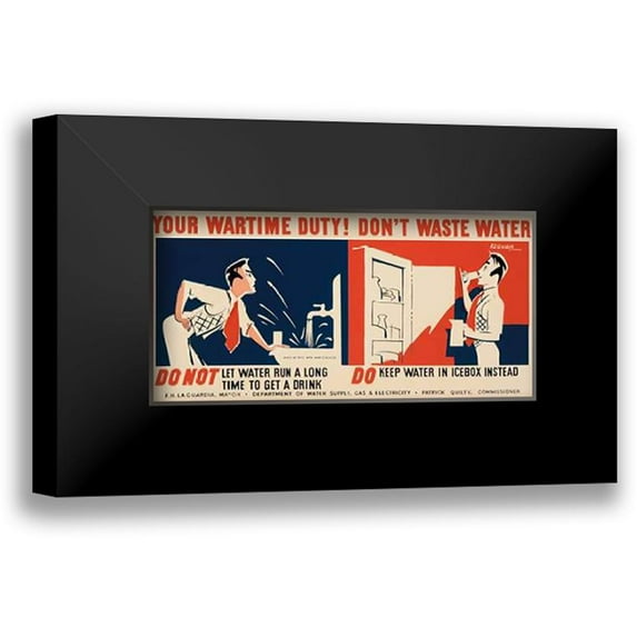 Kerkam, Earl 18x11 Black Modern Framed Museum Art Print Titled - Do not let water run a long time to get a drink