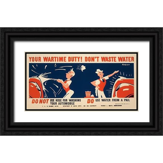 Kerkam, Earl 18x11 Black Ornate Wood Framed with Double Matting Museum Art Print Titled - Do not use hose for washing your automobile