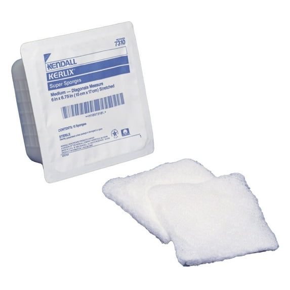 Kerlix Super Sponges, Sterile, 6-Ply USP Type VII Gauze Sponge, 6 in x 6 3/4 in, 10 per Pack, 1 Pack