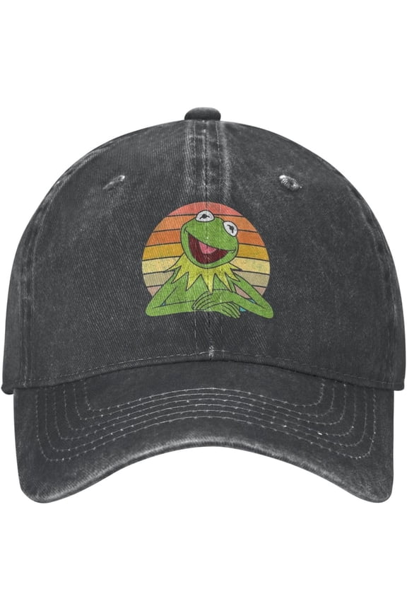 Kermit Cartoon The Frog Muppet Character Baseball Cap Casquette for Men Women Adjustable Trucker Hat Baseball Hat Casual Sun Hat Black 2025 new model