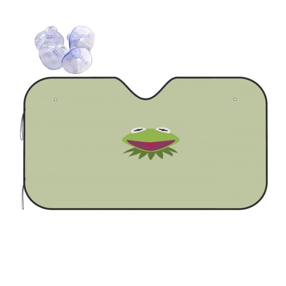 Ker-mit The Fro Car Windshield Sunshade Front Window Sun Shades Folding Block Uv Rays Visor Protector Sun Shield Gifts for Sedan Truck Suv Auto Accessories