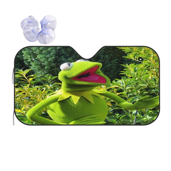 Ker-mit The Fro Car Windshield Sunshade Front Window Sun Shades Folding Block Uv Rays Visor Protector Sun Shield Gifts for Sedan Truck Suv Auto Accessories