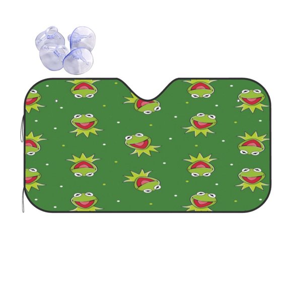 Ker-mit The Fro Car Windshield Sunshade Front Window Sun Shades Folding Block Uv Rays Visor Protector Sun Shield Gifts for Sedan Truck Suv Auto Accessories