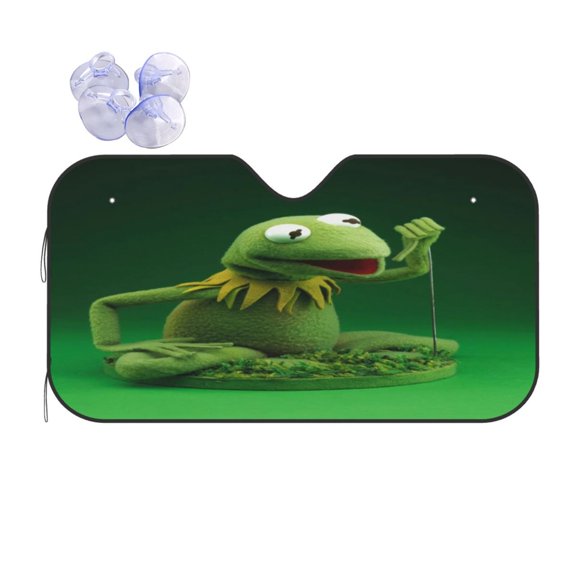 Ker-mit The Fro Car Windshield Sunshade Front Window Sun Shades Folding Block Uv Rays Visor Protector Sun Shield Gifts for Sedan Truck Suv Auto Accessories