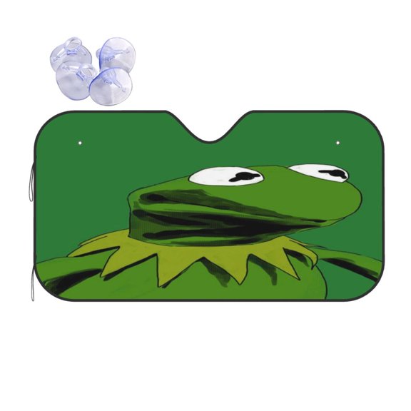 Ker-mit The Fro Car Windshield Sunshade Front Window Sun Shades Folding Block Uv Rays Visor Protector Sun Shield Gifts for Sedan Truck Suv Auto Accessories