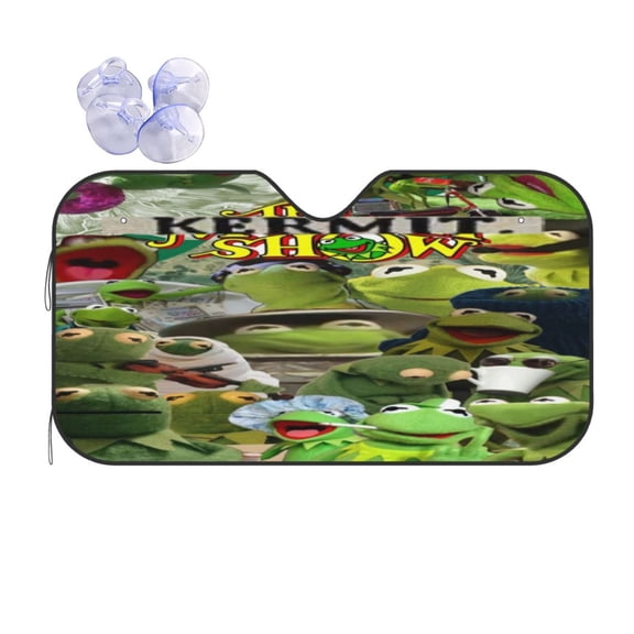 Ker-mit The Fro Car Windshield Sunshade Front Window Sun Shades Folding Block Uv Rays Visor Protector Sun Shield Gifts for Sedan Truck Suv Auto Accessories