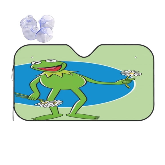 Ker-mit The Fro Car Windshield Sunshade Front Window Sun Shades Folding Block Uv Rays Visor Protector Sun Shield Gifts for Sedan Truck Suv Auto Accessories