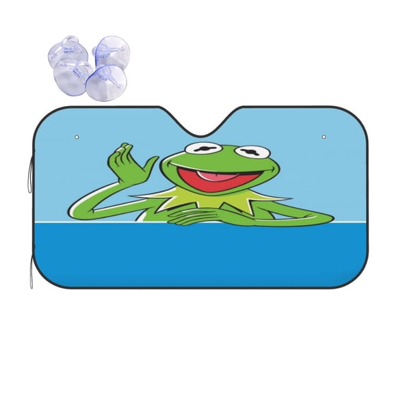 Ker-mit The Fro Car Windshield Sunshade Front Window Sun Shades Folding Block Uv Rays Visor Protector Sun Shield Gifts for Sedan Truck Suv Auto Accessories