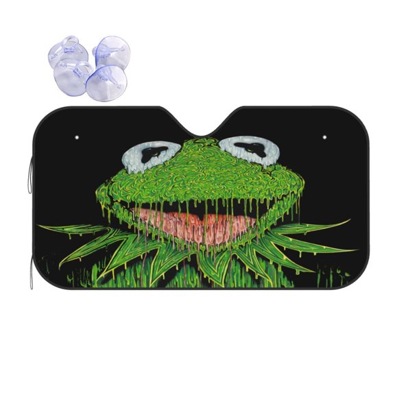 Ker-mit The Fro Car Windshield Sunshade Front Window Sun Shades Folding Block Uv Rays Visor Protector Sun Shield Gifts for Sedan Truck Suv Auto Accessories