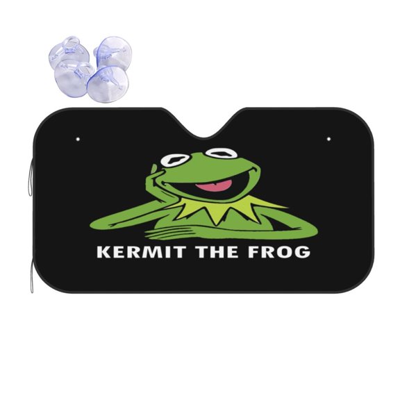 Ker-mit The Fro Car Windshield Sunshade Front Window Sun Shades Folding Block Uv Rays Visor Protector Sun Shield Gifts for Sedan Truck Suv Auto Accessories