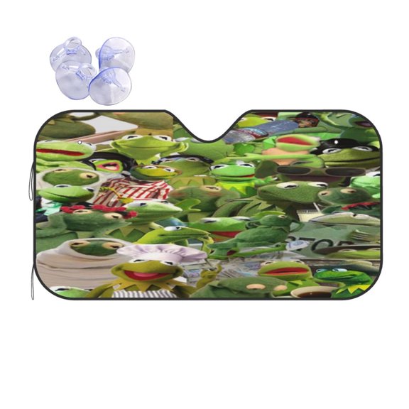 Ker-mit The Fro Car Windshield Sunshade Front Window Sun Shades Folding Block Uv Rays Visor Protector Sun Shield Gifts for Sedan Truck Suv Auto Accessories