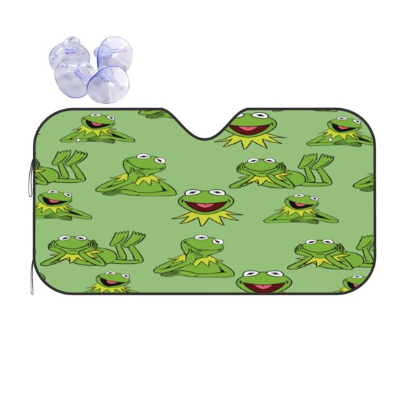 Ker-mit The Fro Car Windshield Sunshade Front Window Sun Shades Folding Block Uv Rays Visor Protector Sun Shield Gifts for Sedan Truck Suv Auto Accessories