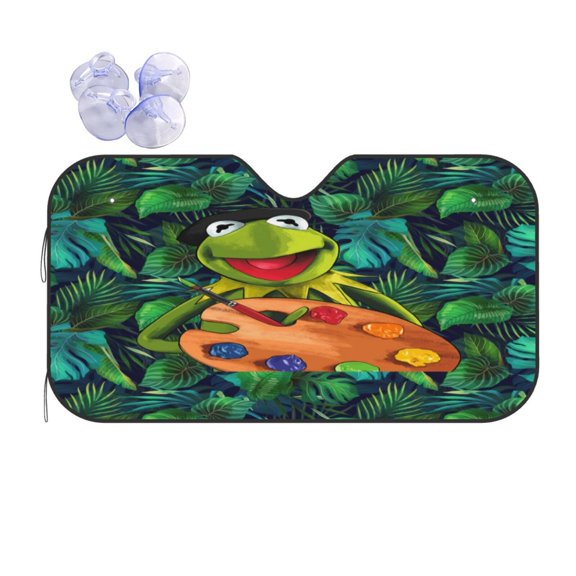 Ker-mit The Fro Car Windshield Sunshade Front Window Sun Shades Folding Block Uv Rays Visor Protector Sun Shield Gifts for Sedan Truck Suv Auto Accessories