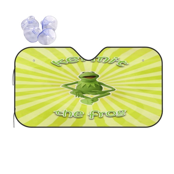 Ker-mit The Fro Car Windshield Sunshade Front Window Sun Shades Folding Block Uv Rays Visor Protector Sun Shield Gifts for Sedan Truck Suv Auto Accessories