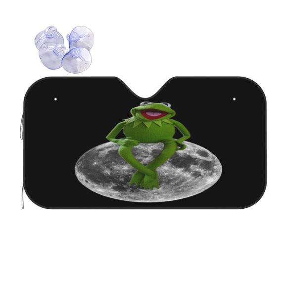 Ker-mit The Fro Car Windshield Sunshade Front Window Sun Shades Folding Block Uv Rays Visor Protector Sun Shield Gifts for Sedan Truck Suv Auto Accessories