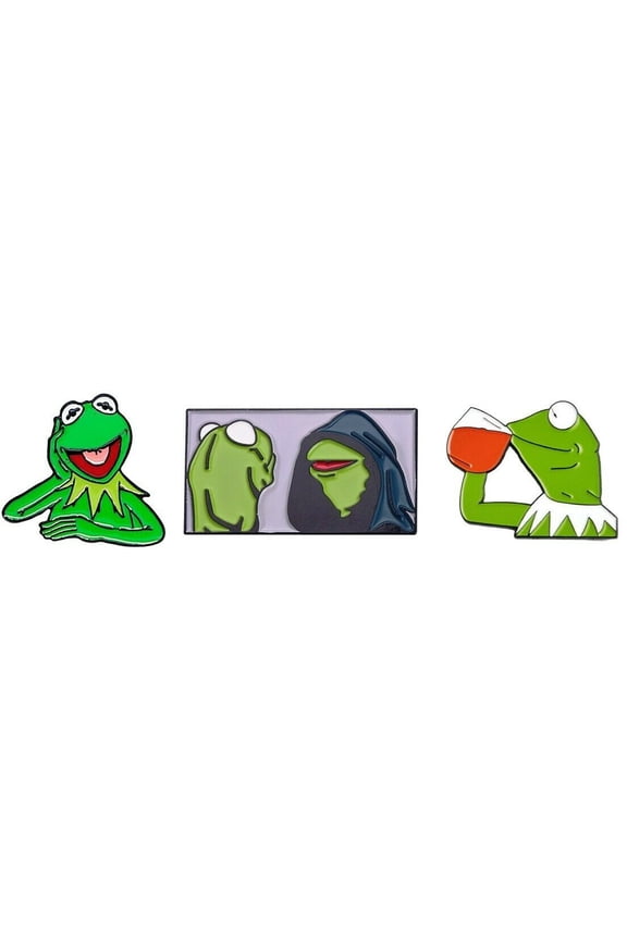 Kermit The Frog 1 Inch Tall Enamel Metal Pin Set of 3