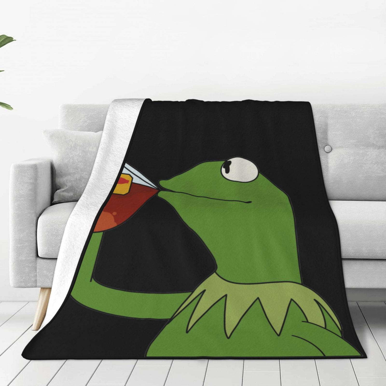 Kermit The Frog Bed Blanket Sofa Fleece Throw Blankets Plush Lightweight Warm Cozy Blanket for All Seasons Fluffy Decor for Outdoor and Home 60 x50