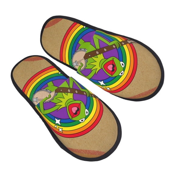 Ker-mit The Fro Slippers for Women Men Cotton Home Slippers Soft Fleece for Indoor Outdoor