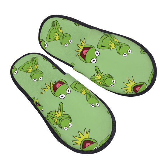 Ker-mit The Fro Slippers for Women Men Cotton Home Slippers Soft Fleece for Indoor Outdoor
