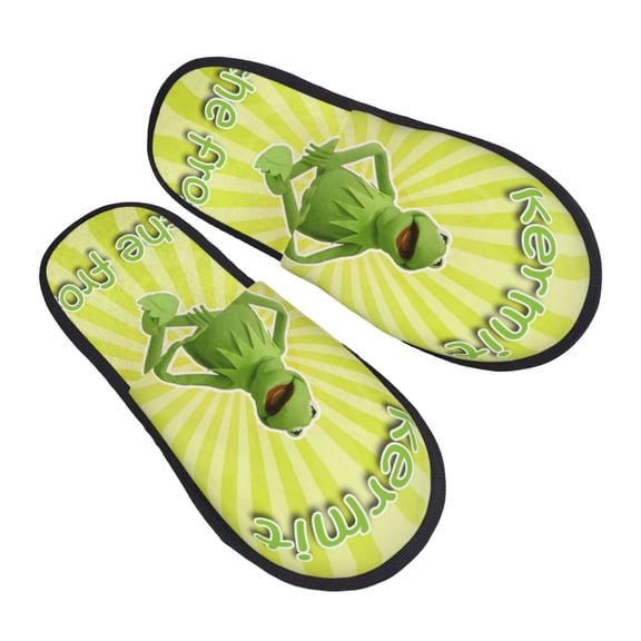 Ker-mit The Fro Slippers for Women Men Cotton Home Slippers Soft Fleece for Indoor Outdoor