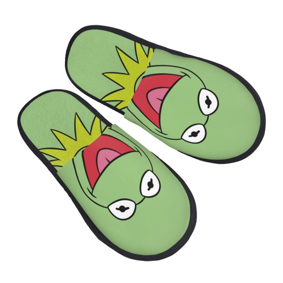 Ker-mit The Fro Slippers for Women Men Cotton Home Slippers Soft Fleece for Indoor Outdoor