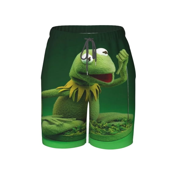 Ker-mit The Fro Swim Trunks for Boys Beach Short with Drawstring Swimsuit Pants