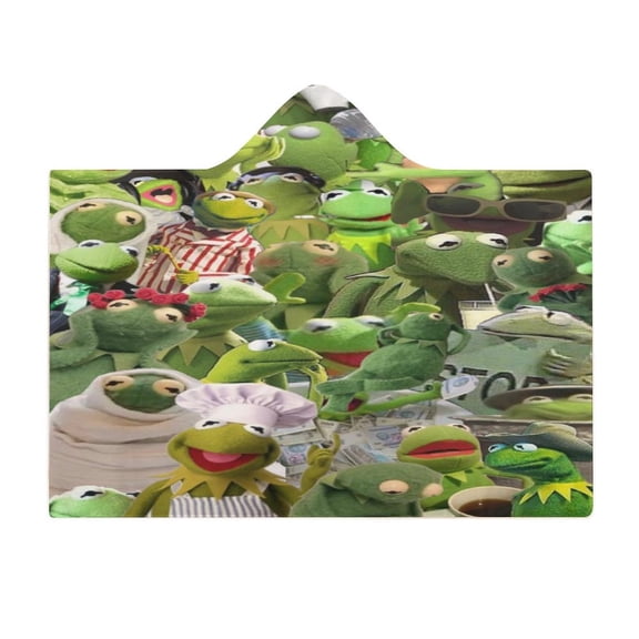 Kermit The Frog Wearable Fleece Blanket Hoodie Cloak Hooded Blanket 50"x60"