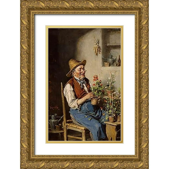 Kern, Herman 10x14 Gold Ornate Wood Framed with Double Matting Museum Art Print Titled - The Gardener