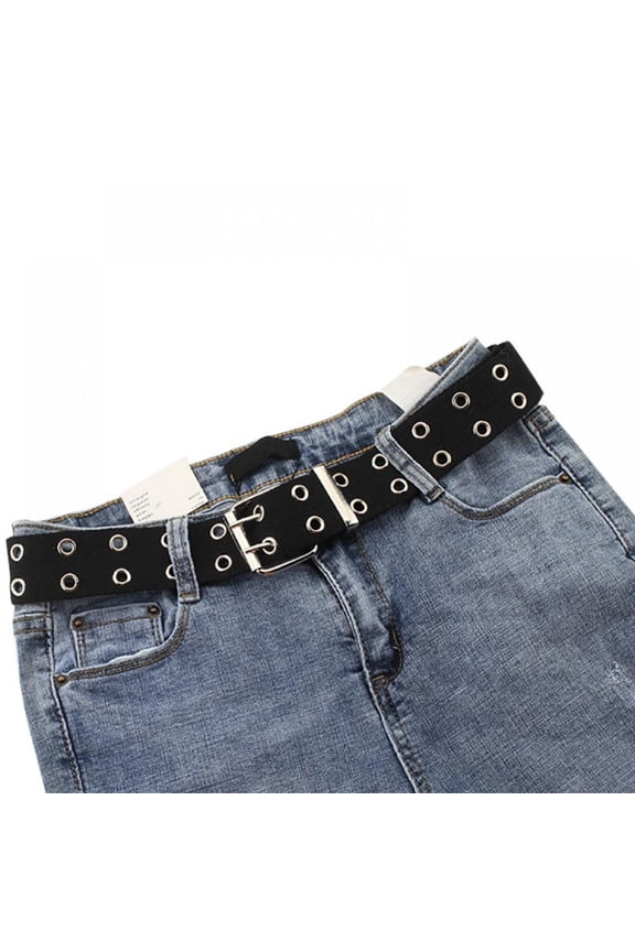 Double Grommet Belt Canvas Punk Belt for Women Jeans