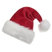 Kernelly Santa Hat for Adults, Christmas Hat Plush Red Velvet & Comfort Liner Christmas Halloween Costume (Red)