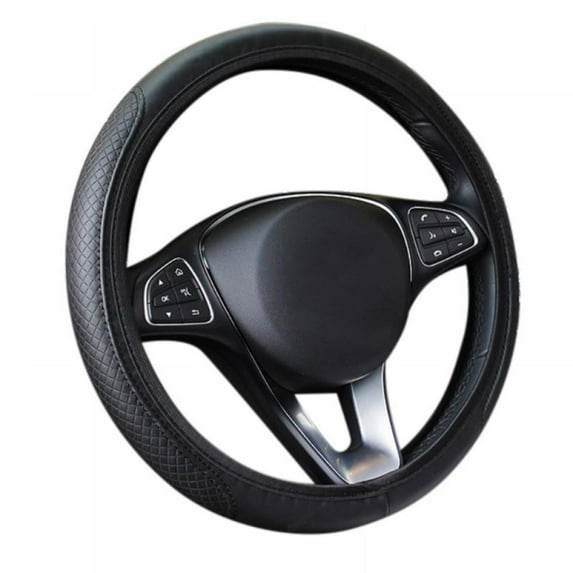 Car Steering Wheel Cover with Durable PU Leather, Universal 15 inch Fit for Car Truck SUV, Breathable Anti Slip Auto Steering Wheel Covers for Men and Women, Black