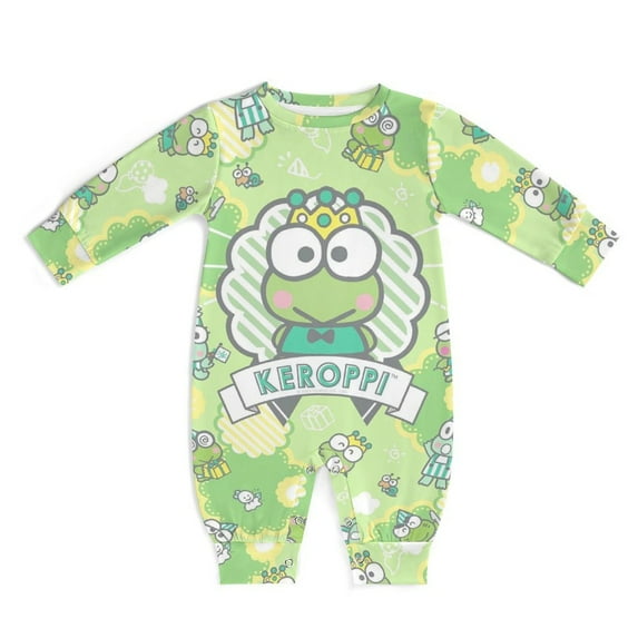 Keroppi Baby Footless Rompers, Long Sleeve Baby Onesie Jumpsuit for Boys Girls