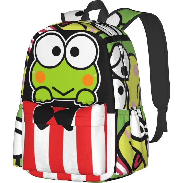 Sanrio Casual Backpack, Keroppi With Tape Print Large Capacity Computer Backpack Sanrio Exclusive Keroppi Gingham Mini Backpack main image 4