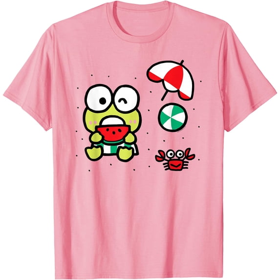 Keroppi Beach Summer Watermelon DTG Print Unisex T-Shirt,Light Pink Color,Size 4XL