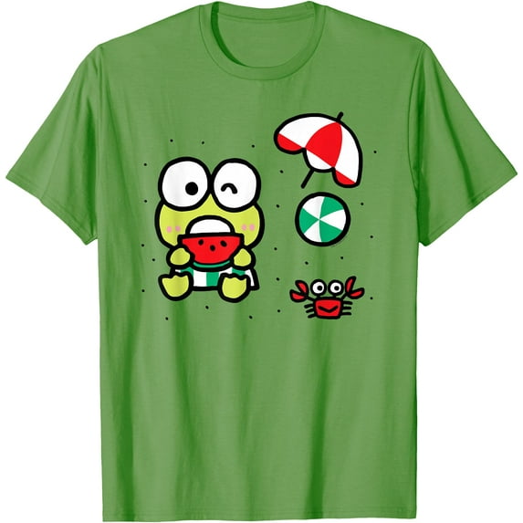 Keroppi Beach Summer Watermelon DTG Print Unisex T-Shirt,Lime Color,Size YS