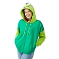 thumbnail image 1 of Keroppi Cosplay Long Sleeve Green Contrast Women's Zip Hoodie Large, 1 of 5