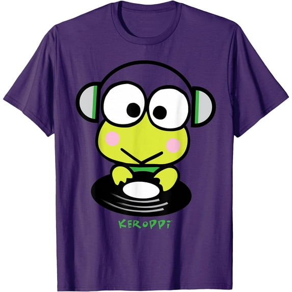 Keroppi DJ Record Spin DTG Print Unisex T-Shirt,Purple Color,Size 4XL