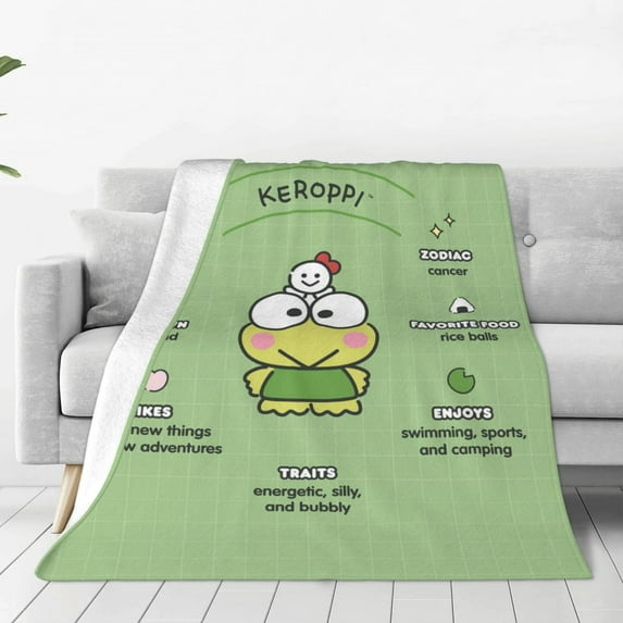 Keroppi Fleece Blanket Super Soft Cozy Throw Blanket 40"X30", Lightweight Fuzzy Comfy Flannel Blanket Warm Plush Throw Blankets For Couch, Sofa, Bed