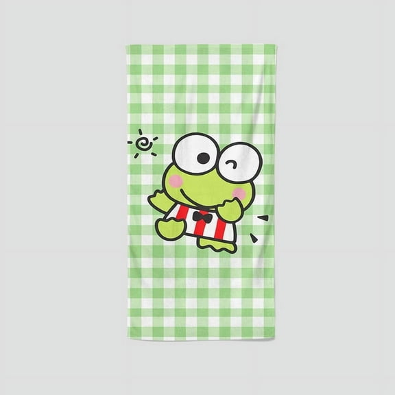 Keroppi Frog's unique single-sided towel is a personalized gift for fans, perfect for yoga, boxing, fitness, and sunbathing, measuring 13.8"x28.7"35cm75cm.