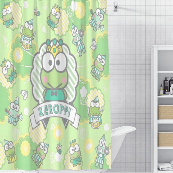 Keroppi Frog-theme Bathroom Shower Curtain Home Decor,Bath Curtains Durable Waterproof Bath Curtain , Adluts Girls Boys Bathroom Decor House Gifts 71x71inch180cmX180cm)
