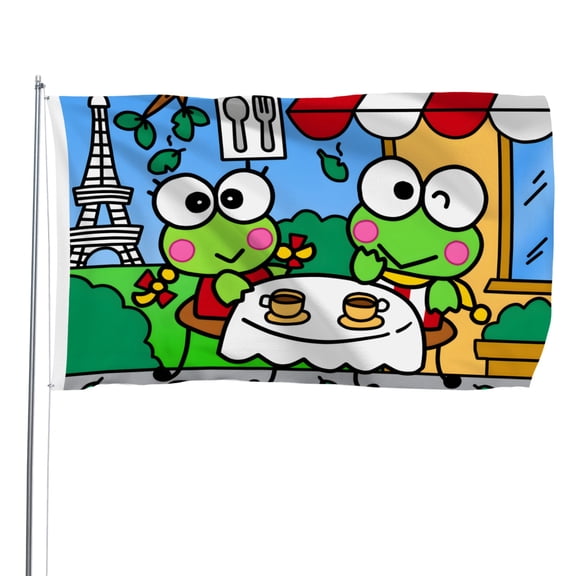 Keroppi Frog-themed Printed Flag Perfect gift for fans, friends, and family members, and suitable for indoor and outdoor activities, party decorations.35.4"x59" (90cm150cm)