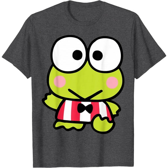 Keroppi Front Hello Greeting Cute DTG Print Unisex T-Shirt,Dark Heather Grey Color,Size L