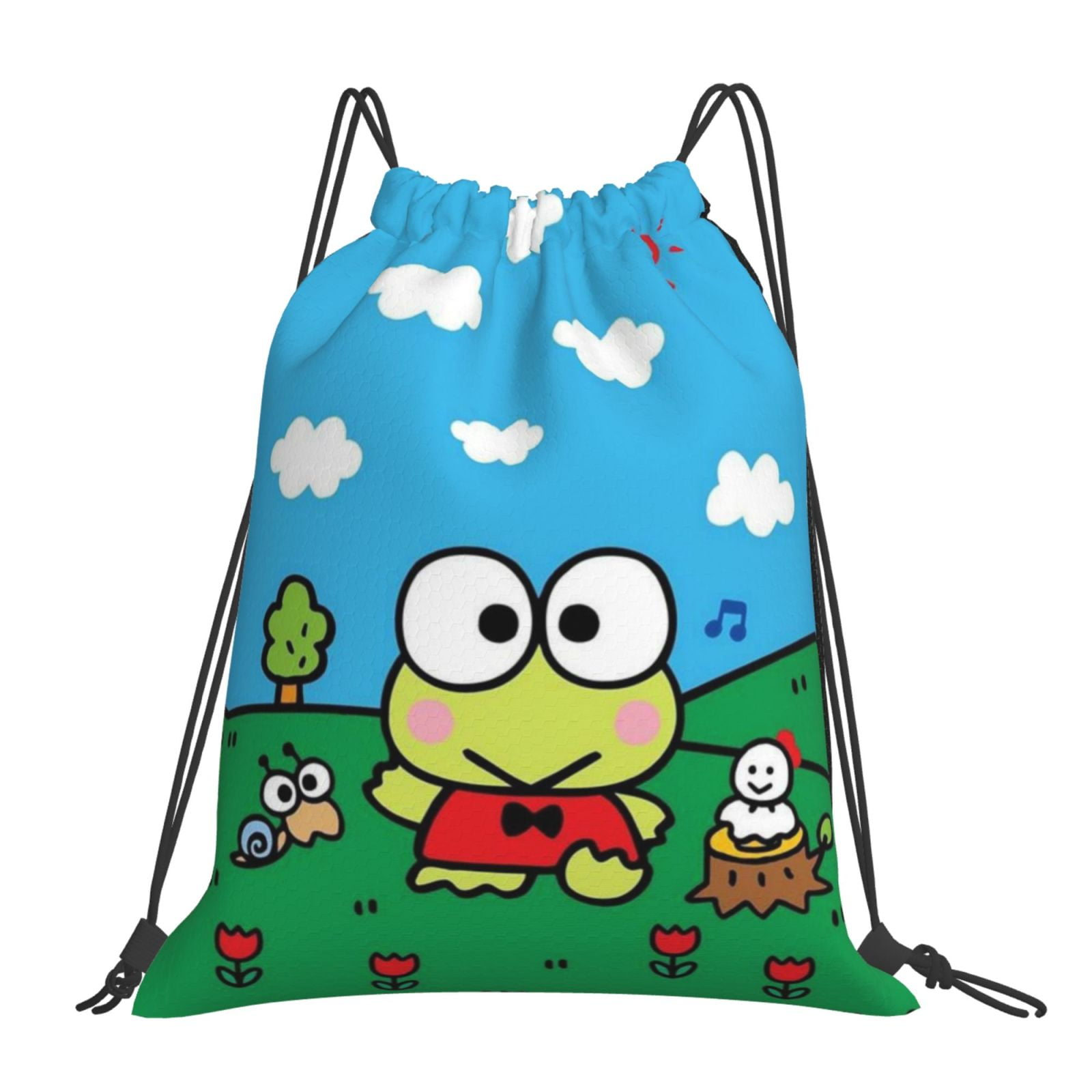 Keroppi Gym Sack Drawstring Bag Waterproof Durable Large Capacity Bags Outdoor Walking Sports Travel Swimming Backpack